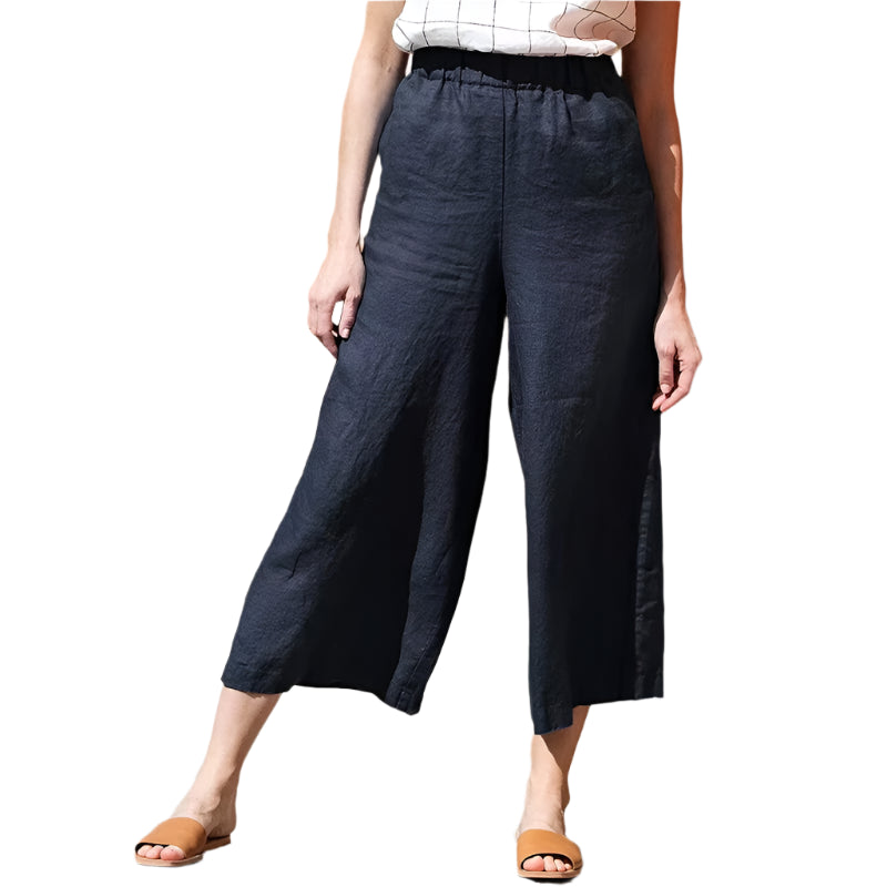Pantalon culotte large en lin – Style estival respirant pour femme