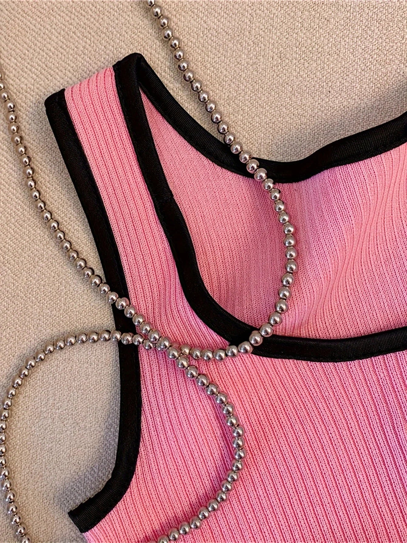 Casual ribbed knit letter print tank tops for women