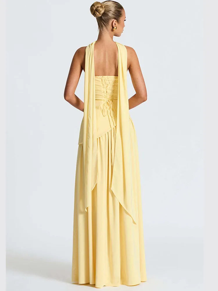 Robe plissée bustier – Robe de soirée dos nu à fente haute pour femme