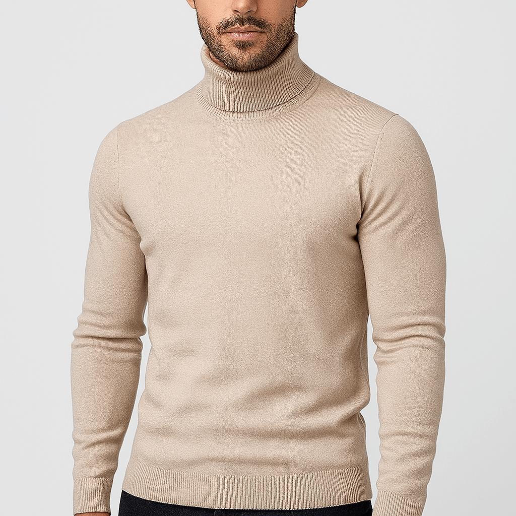 Tanzanix | Merino wool turtleneck sweater-Apparel & Accessories > Clothing > Clothing Tops > Sweaters-Beige-S-Tanzanix