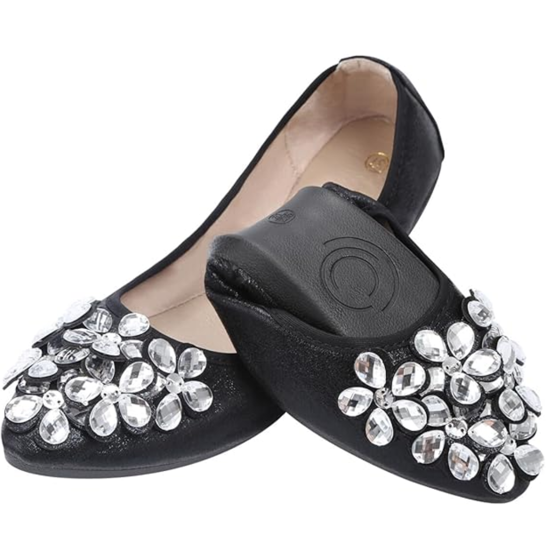 Chic ballerinas with a design adorned with sparkling rhinestones for women
