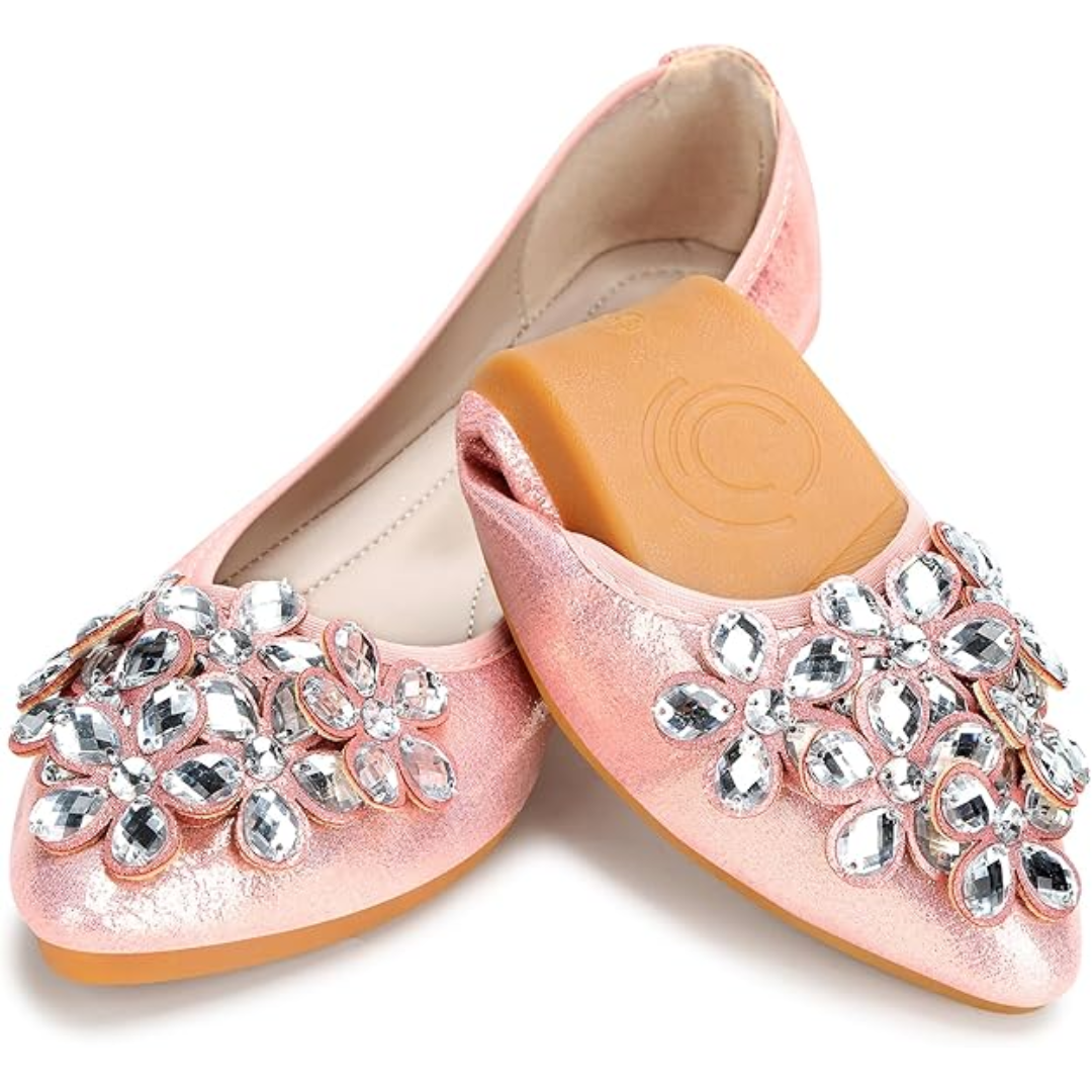 Chic ballerinas with a design adorned with sparkling rhinestones for women