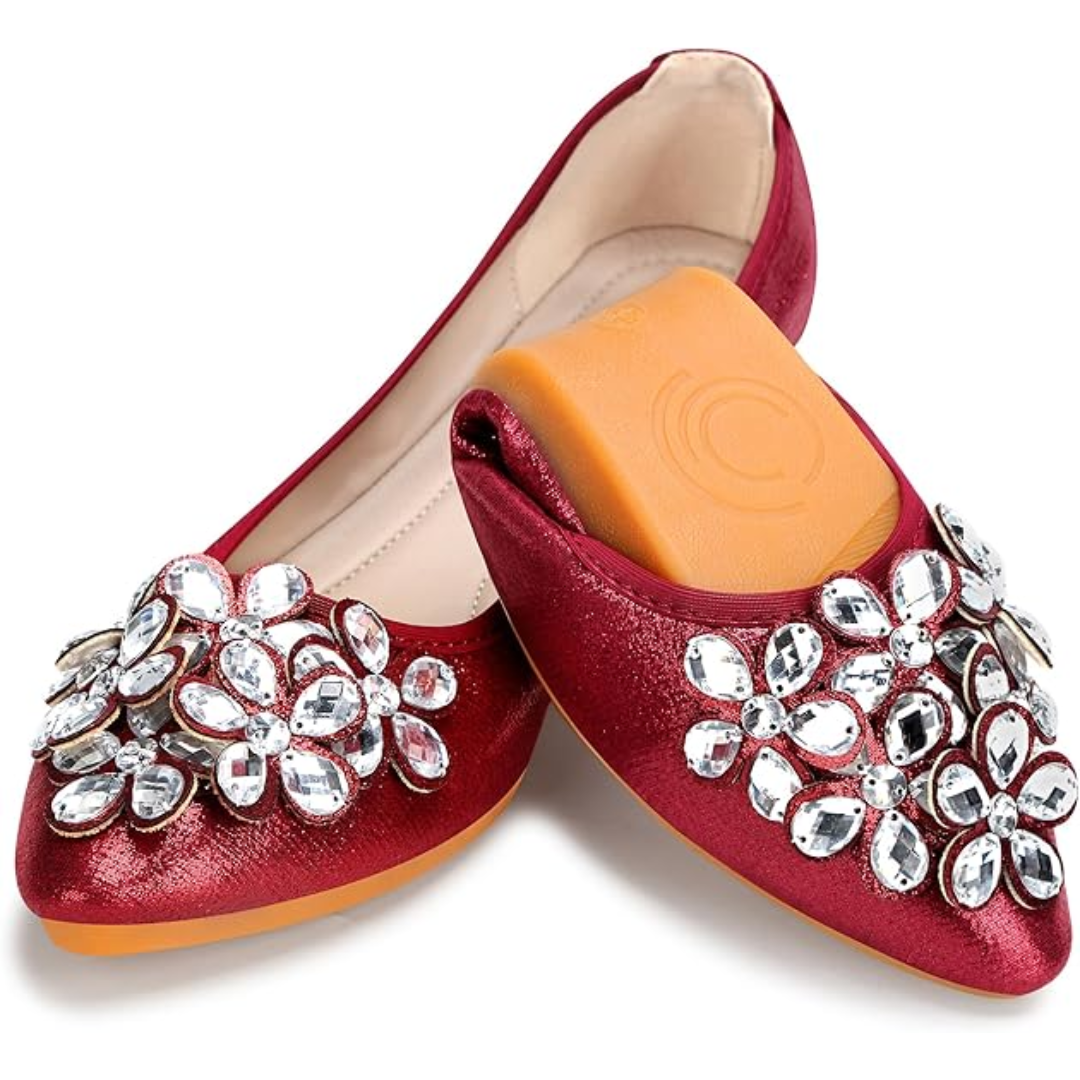 Chic ballerinas with a design adorned with sparkling rhinestones for women