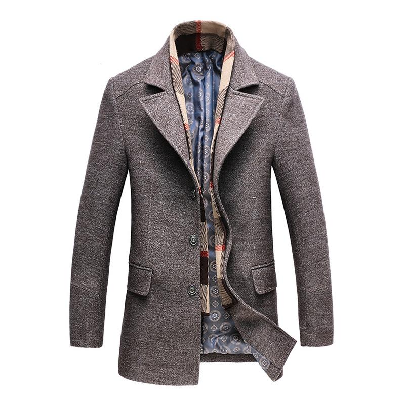 West Louis™ | Wool blend windbreaker coat with turn-down collar and detachable scarf 0