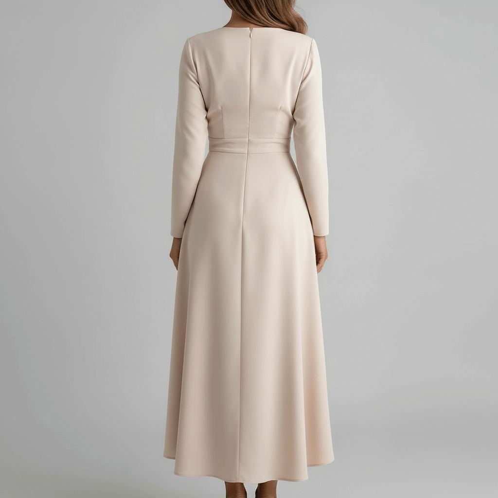 Yvonne | Asymmetrical midi dress with V-neck