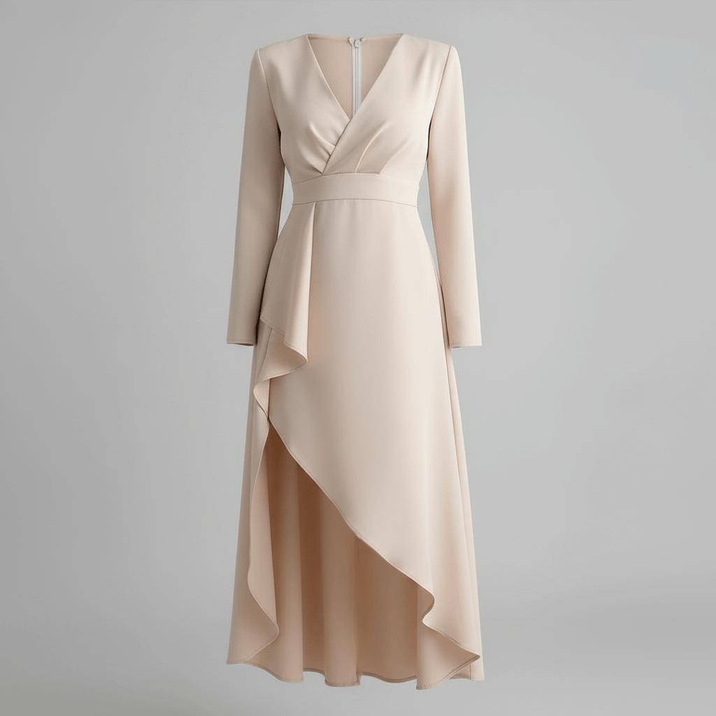 Yvonne | Asymmetrical midi dress with V-neck