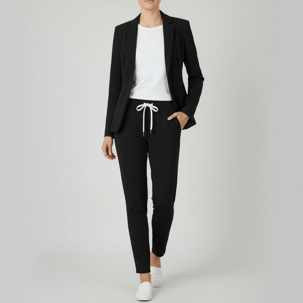 Yvonne | Classic collar jacket and jogger two-piece set