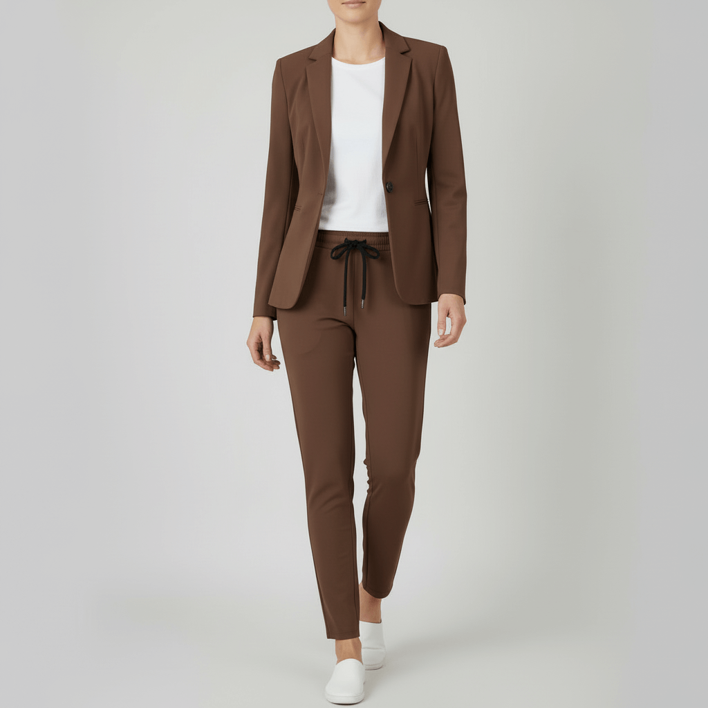 Yvonne | Classic collar jacket and jogger two-piece set