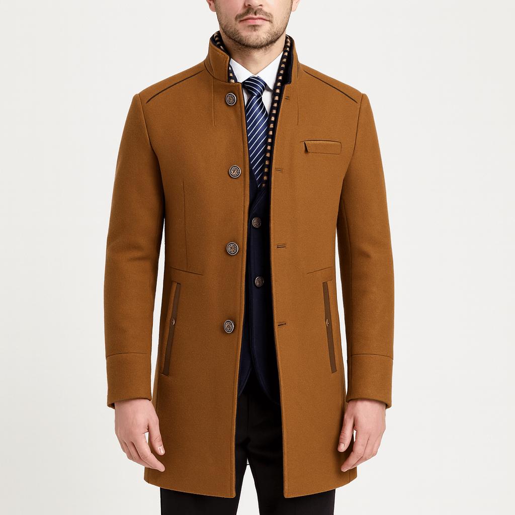 Yvonne | Detachable scarf woolen coat with tailored fit