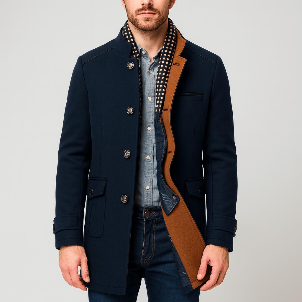 Yvonne | Detachable scarf woolen coat with tailored fit