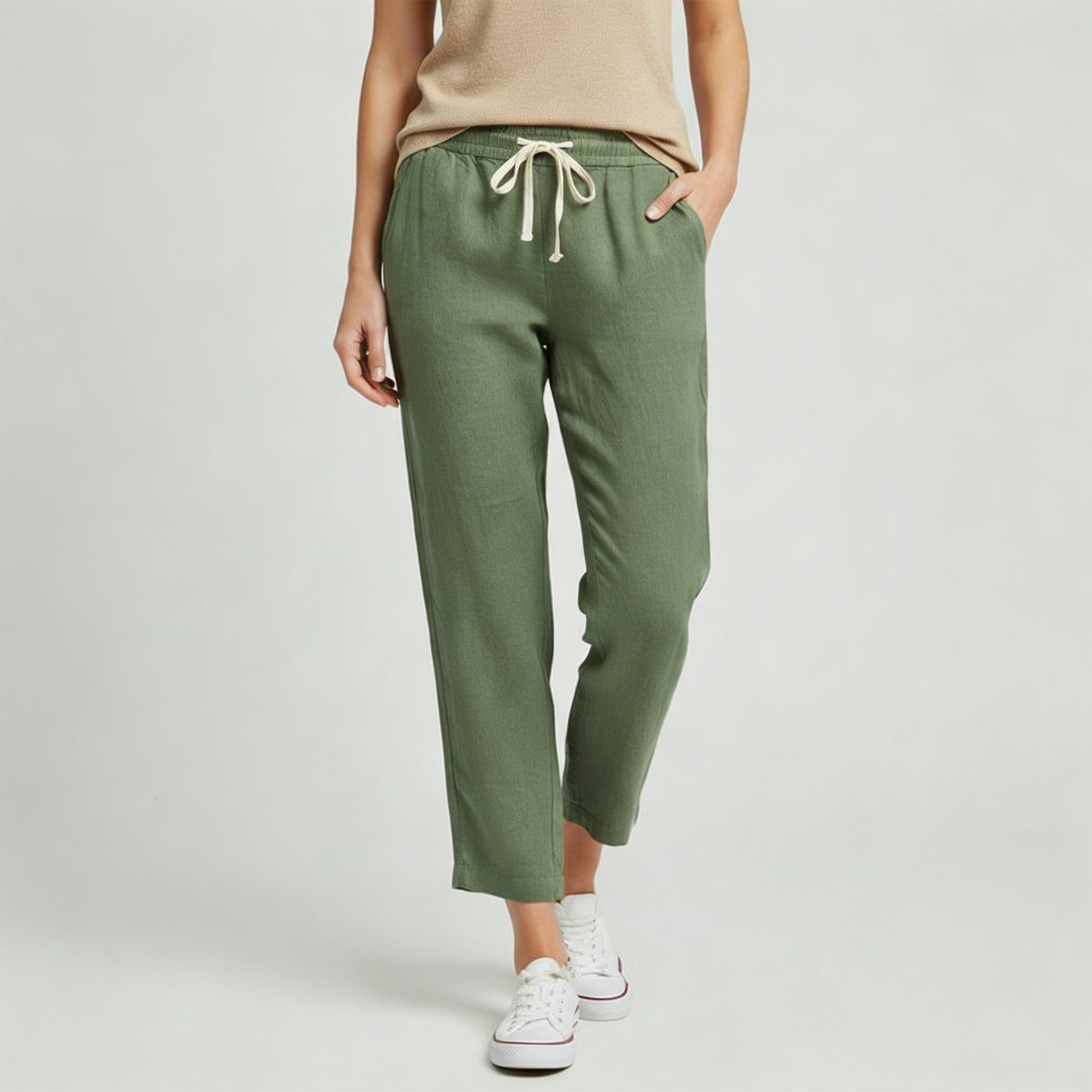 Yvonne | Linen blend trousers with drawstring