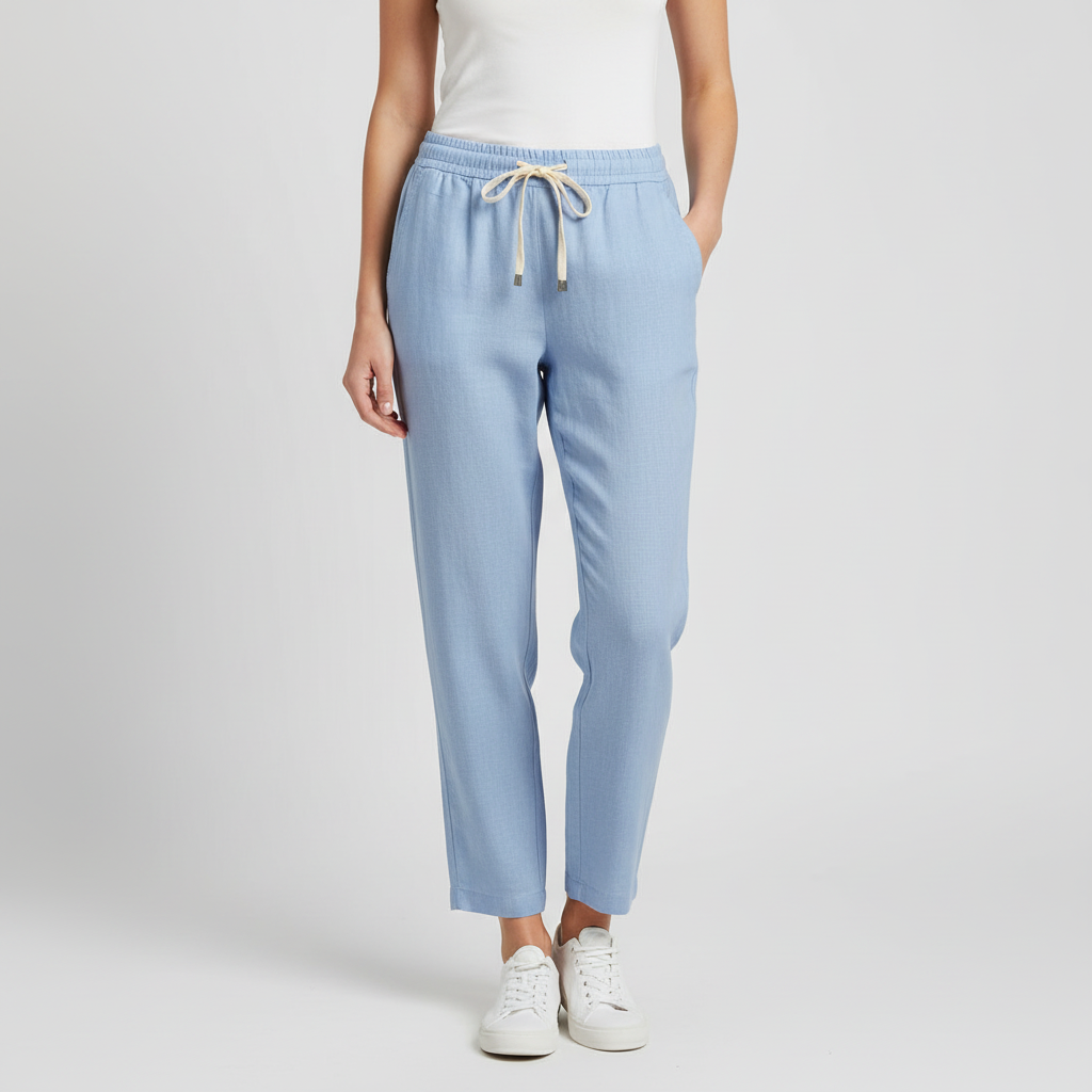 Yvonne | Linen blend trousers with drawstring