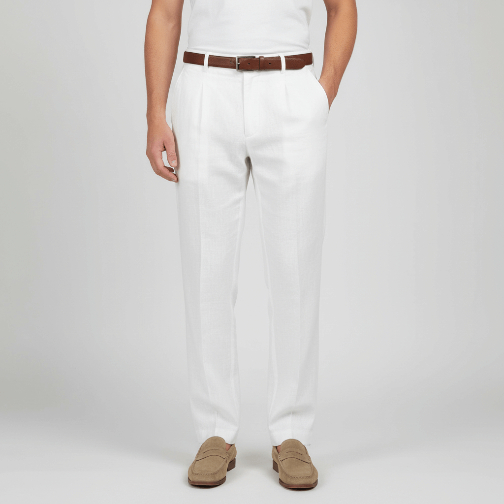 Yvonne | Pleated linen blend trousers