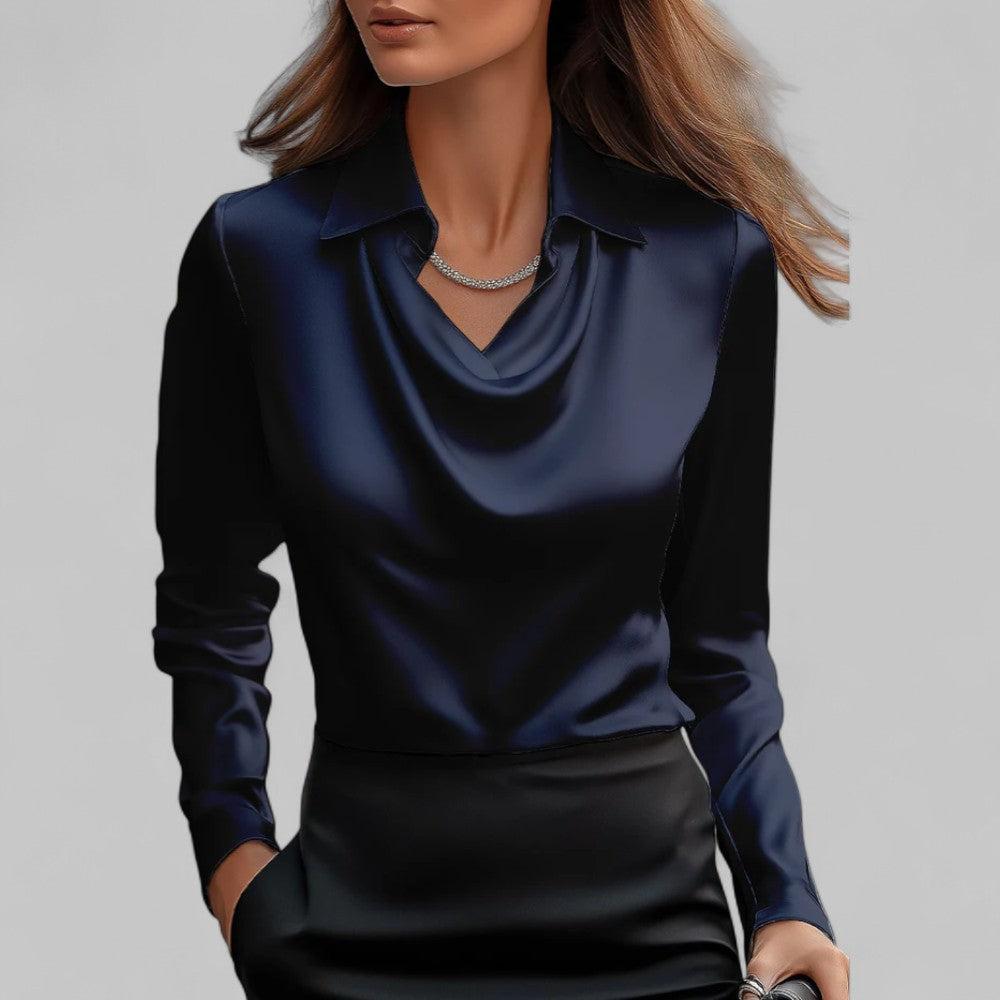 Yvonne | Satin blouse with shawl collar