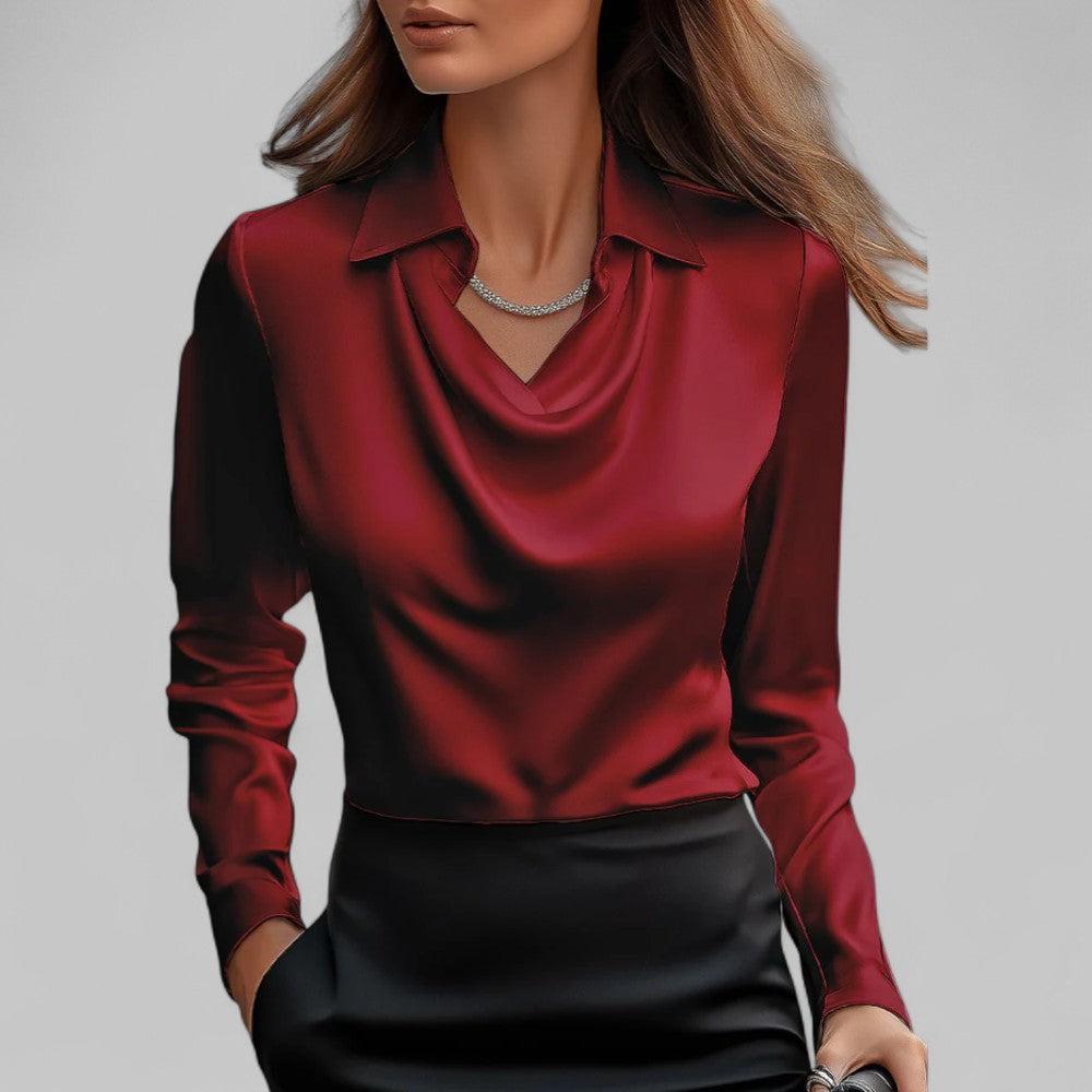 Yvonne | Satin blouse with shawl collar