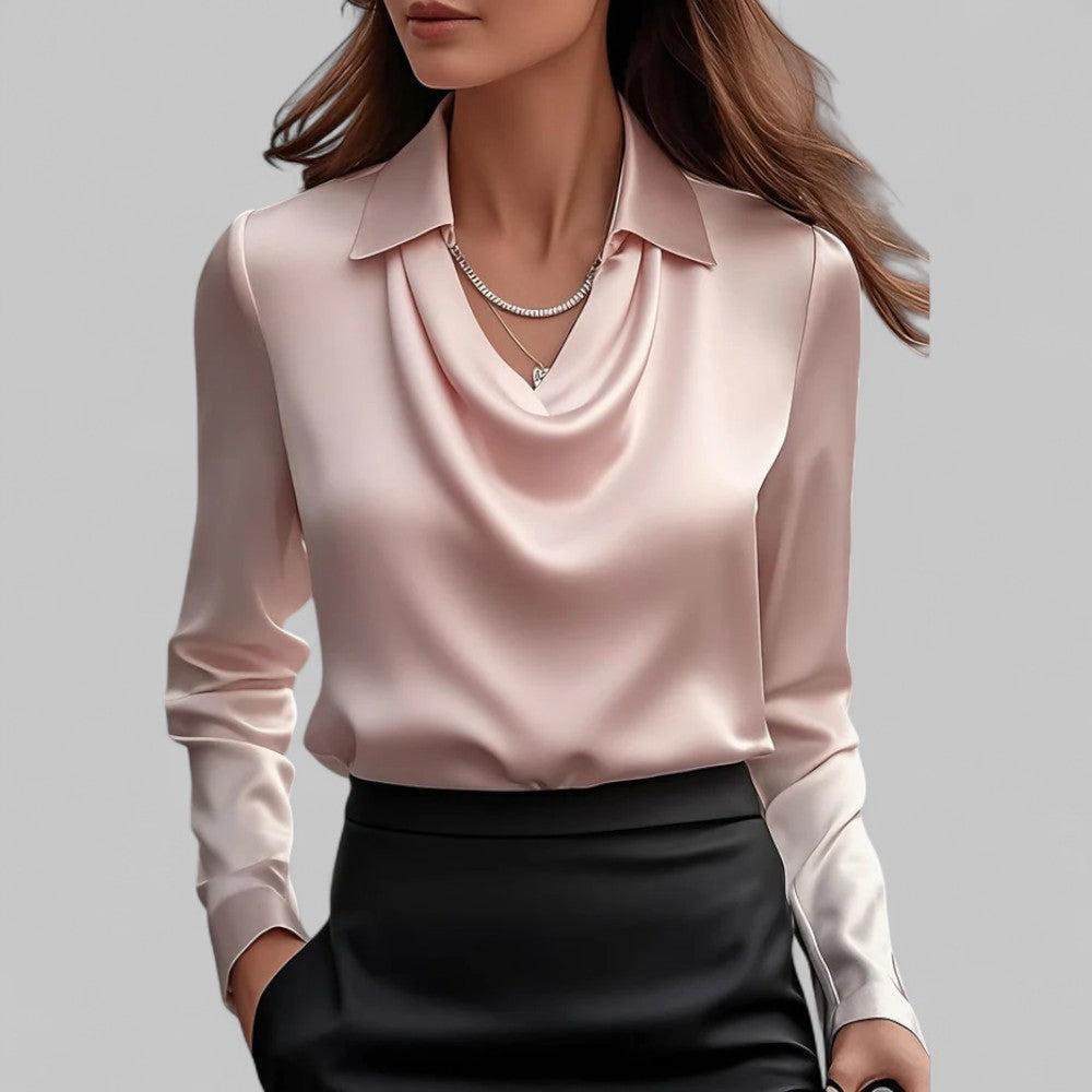 Yvonne | Satin blouse with shawl collar