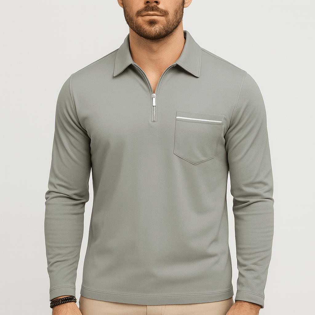 Yvonne | Solid half-zip lapel long sleeve sweater