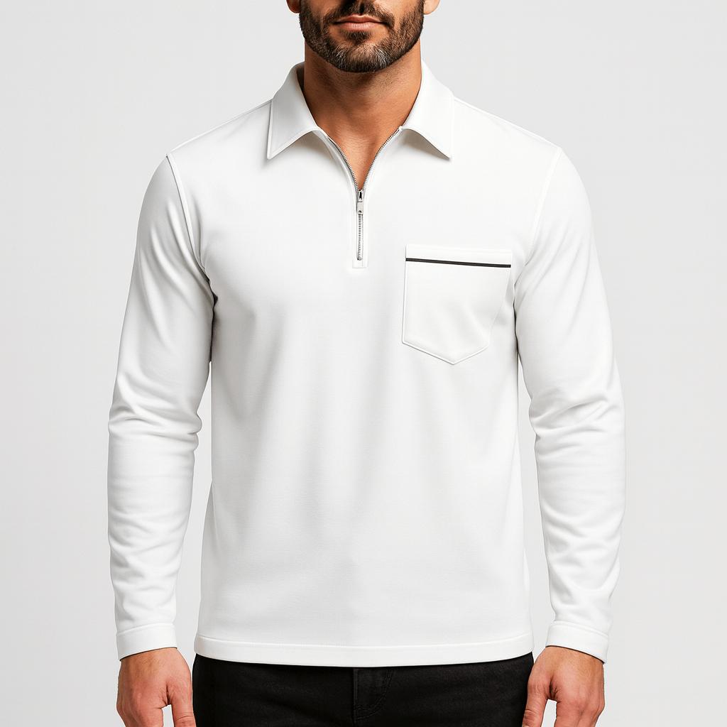 Yvonne | Solid half-zip lapel long sleeve sweater