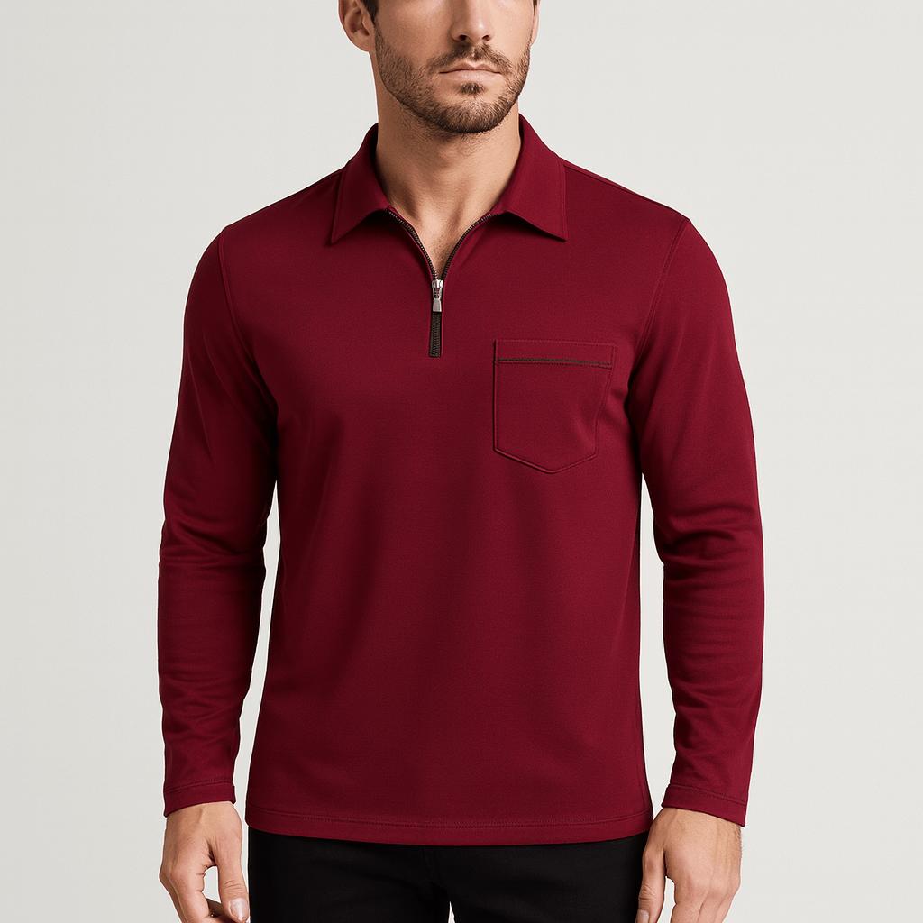 Yvonne | Solid half-zip lapel long sleeve sweater