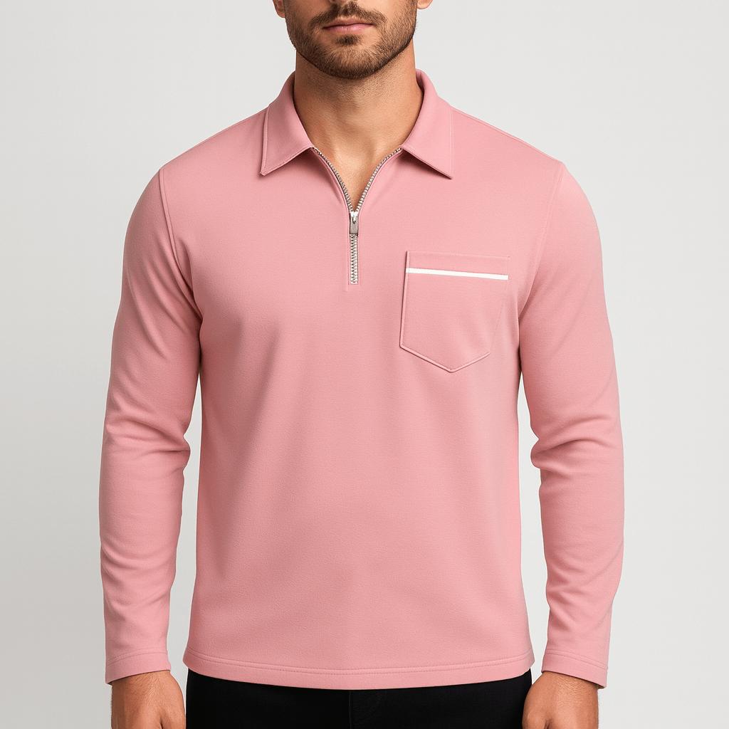 Yvonne | Solid half-zip lapel long sleeve sweater