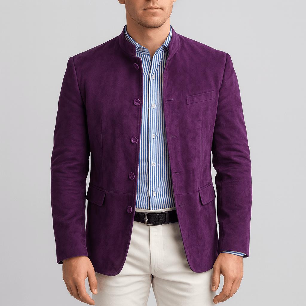 Yvonne | Suede blazer with band collar