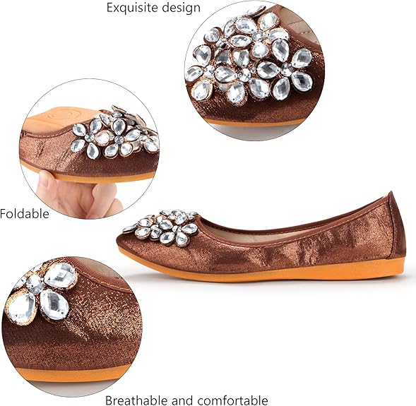 Chic ballerinas with a design adorned with sparkling rhinestones for women