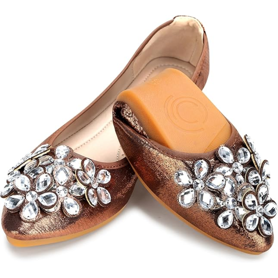 Chic ballerinas with a design adorned with sparkling rhinestones for women