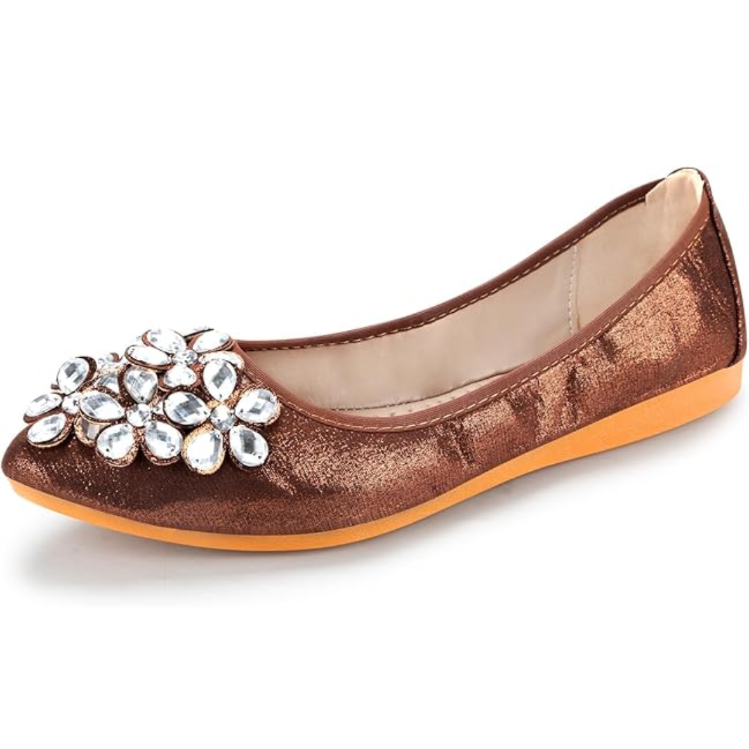 Chic ballerinas with a design adorned with sparkling rhinestones for women