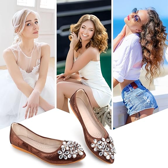 Chic ballerinas with a design adorned with sparkling rhinestones for women