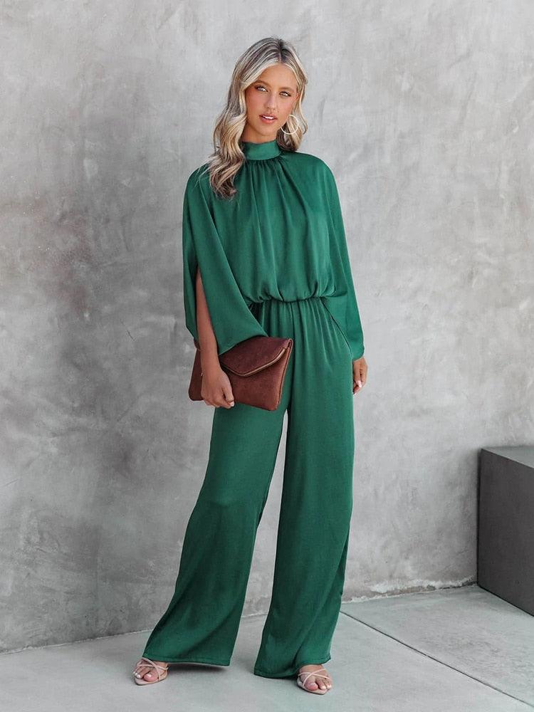 Faustine - Jumpsuit verte tendance, idéale pour un look chic et décontracté