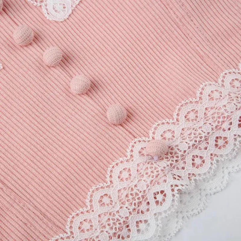Stylish lace-up top with delicate lace details