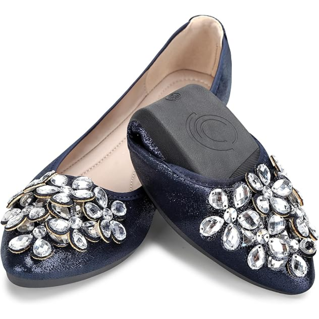 Chic ballerinas with a design adorned with sparkling rhinestones for women