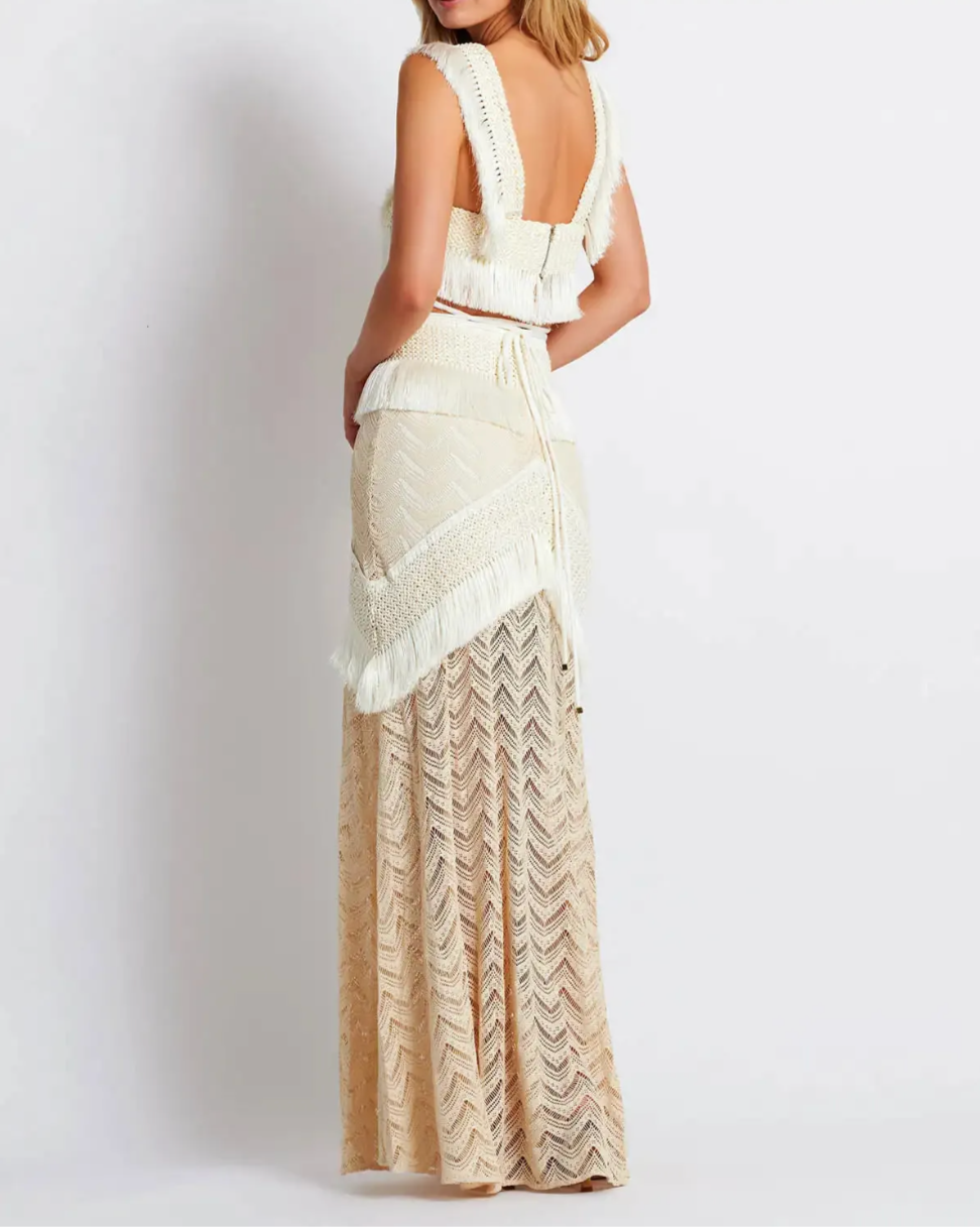 Bohemian long skirt for women – lace, fringes and chic style