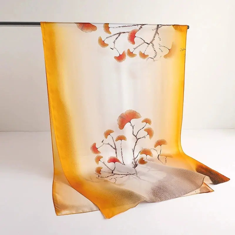 Élégant foulard en soie à imprimé floral – Luxe léger pour femme