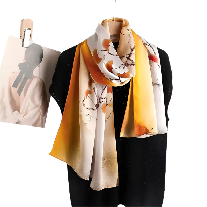 Élégant foulard en soie à imprimé floral – Luxe léger pour femme