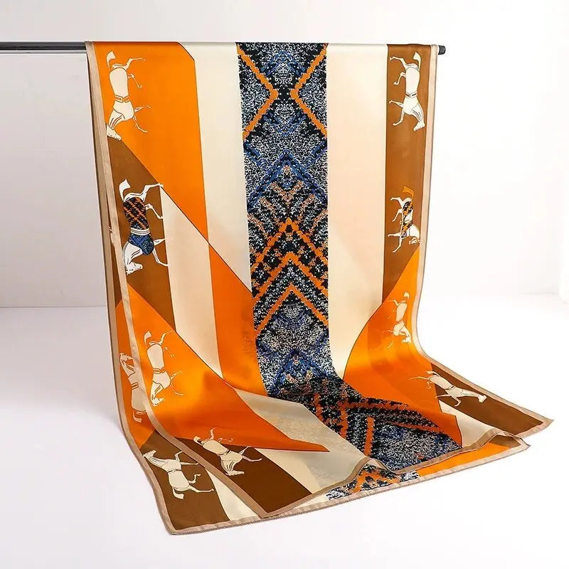 Foulard en soie à imprimé animale géométrique – Un luxe audacieux pour femme