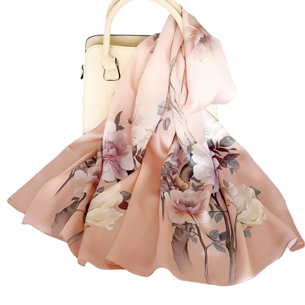 Foulard en soie imprimé floral pour femme, léger et élégant