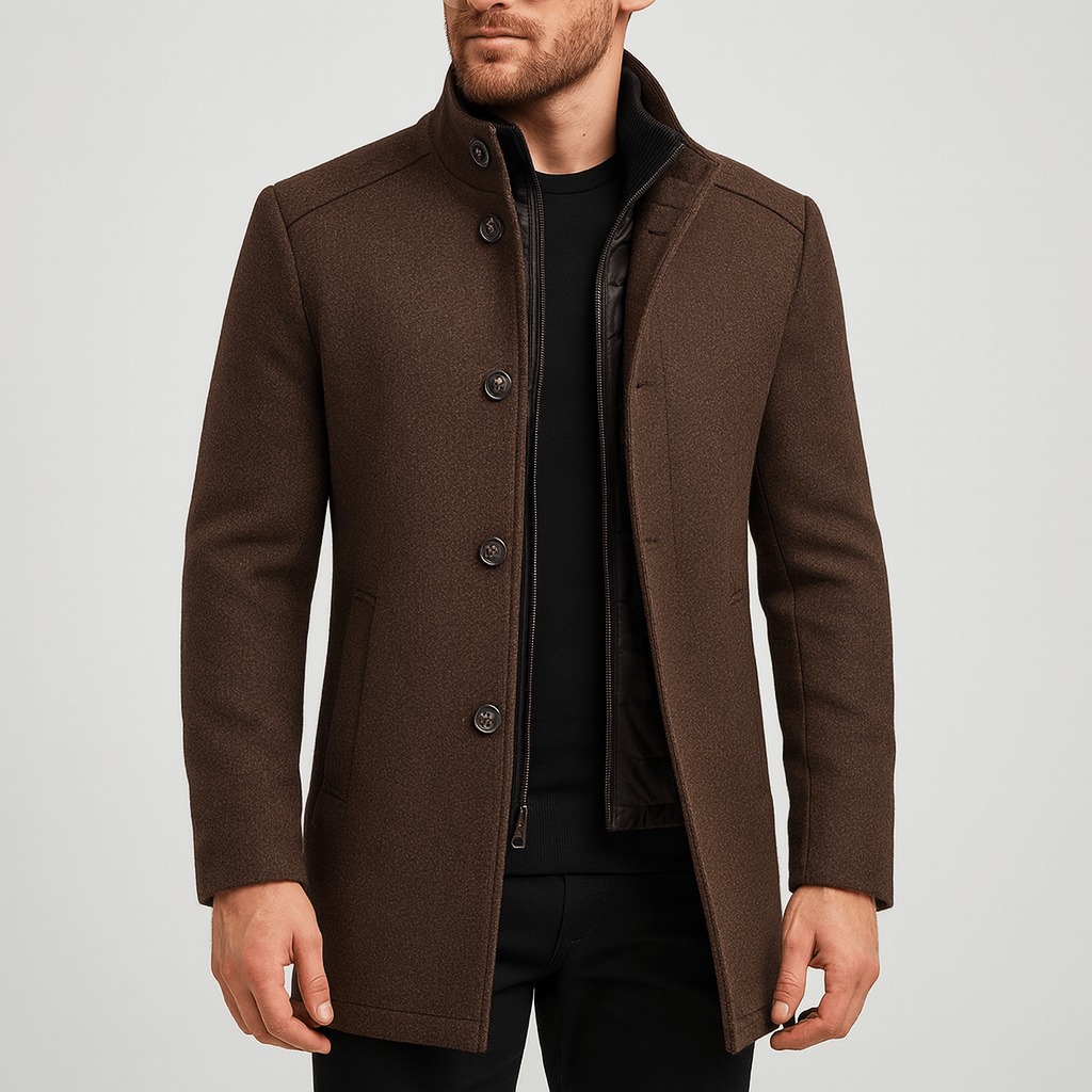 Yvonne | Elegant woolen coat with high collar