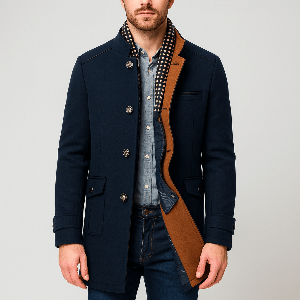 Yvonne | Detachable scarf woolen coat with tailored fit