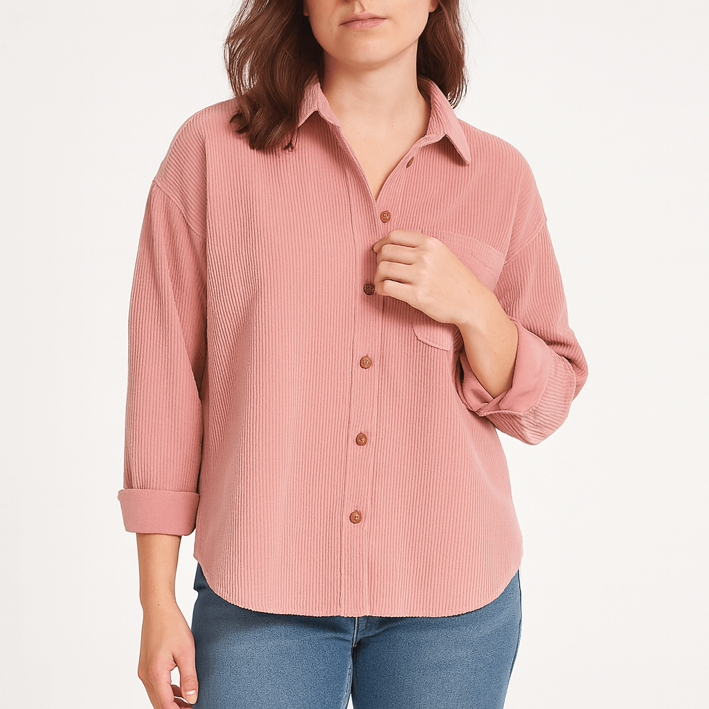 Button-down corduroy shirt - Front pocket - Rolled cuffs | Yvonne Eclat
