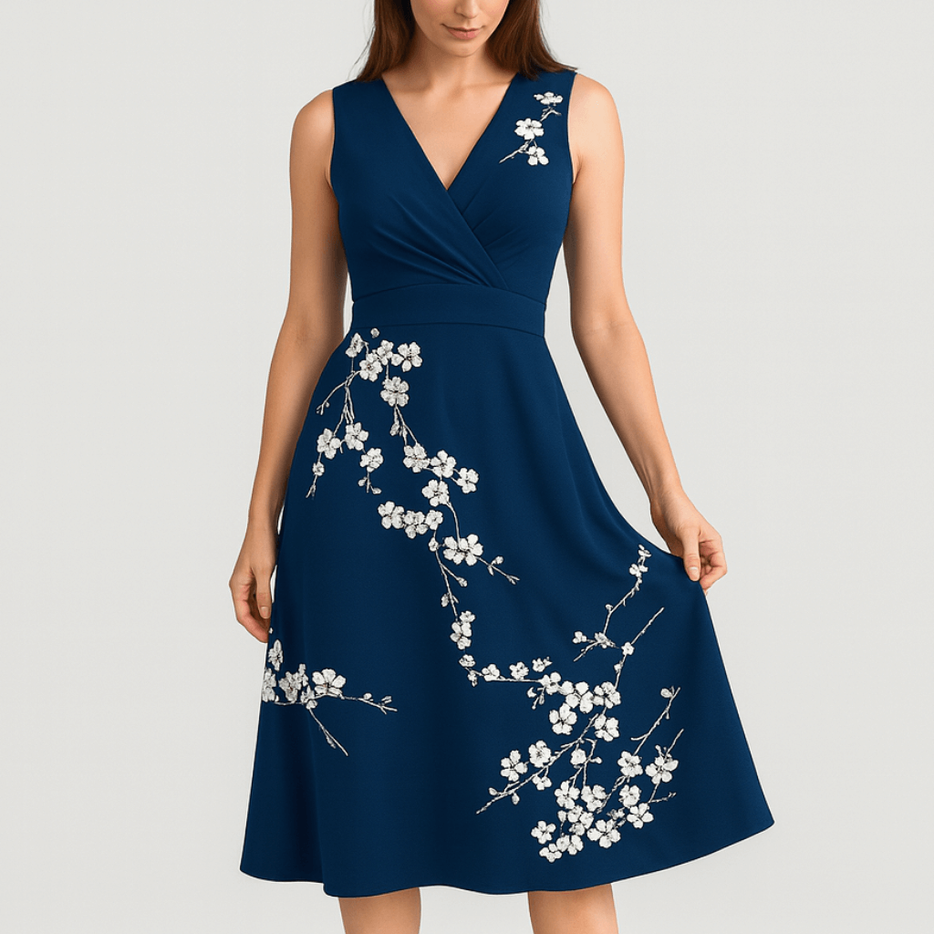 Floral Print Tank Top – Wrap V-Neckline – Fitted Waist | Yvonne Eclat