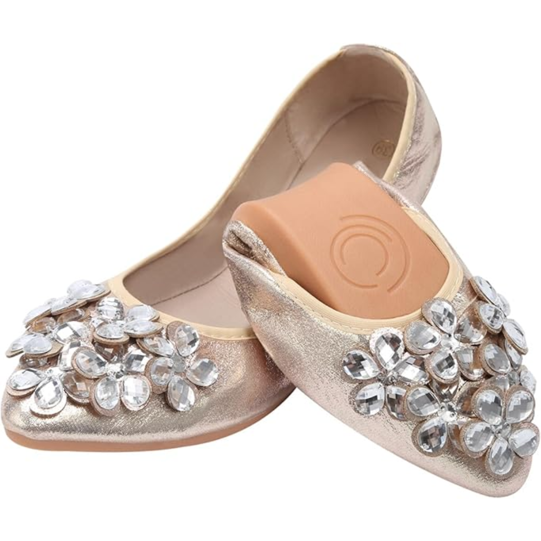 Chic ballerinas with a design adorned with sparkling rhinestones for women