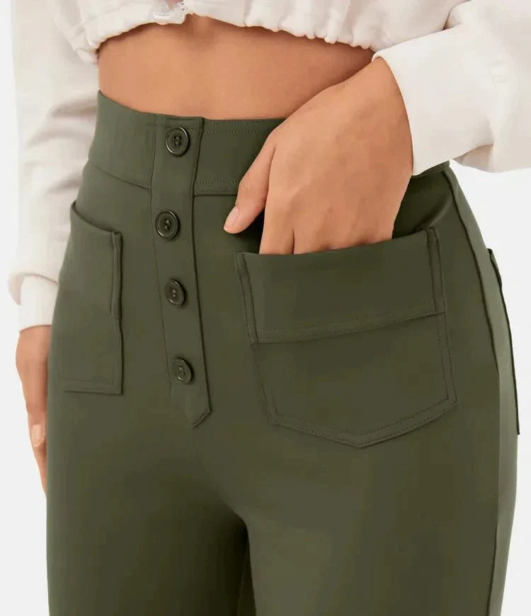 Marguerite - Pantalon décontracté taille haute élastique pour un confort élégant