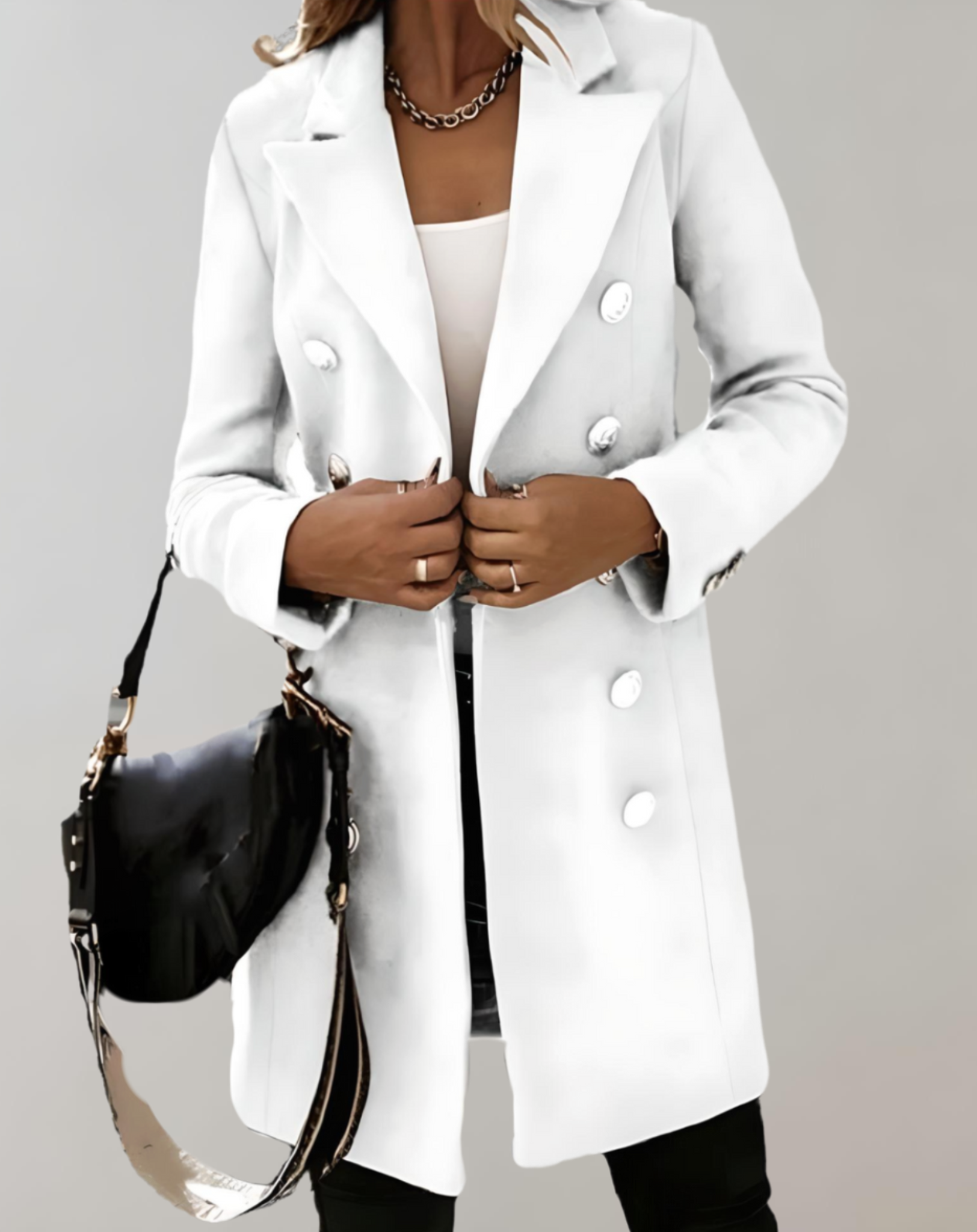 Katia - Blazer long et oversize avec grands boutons et col