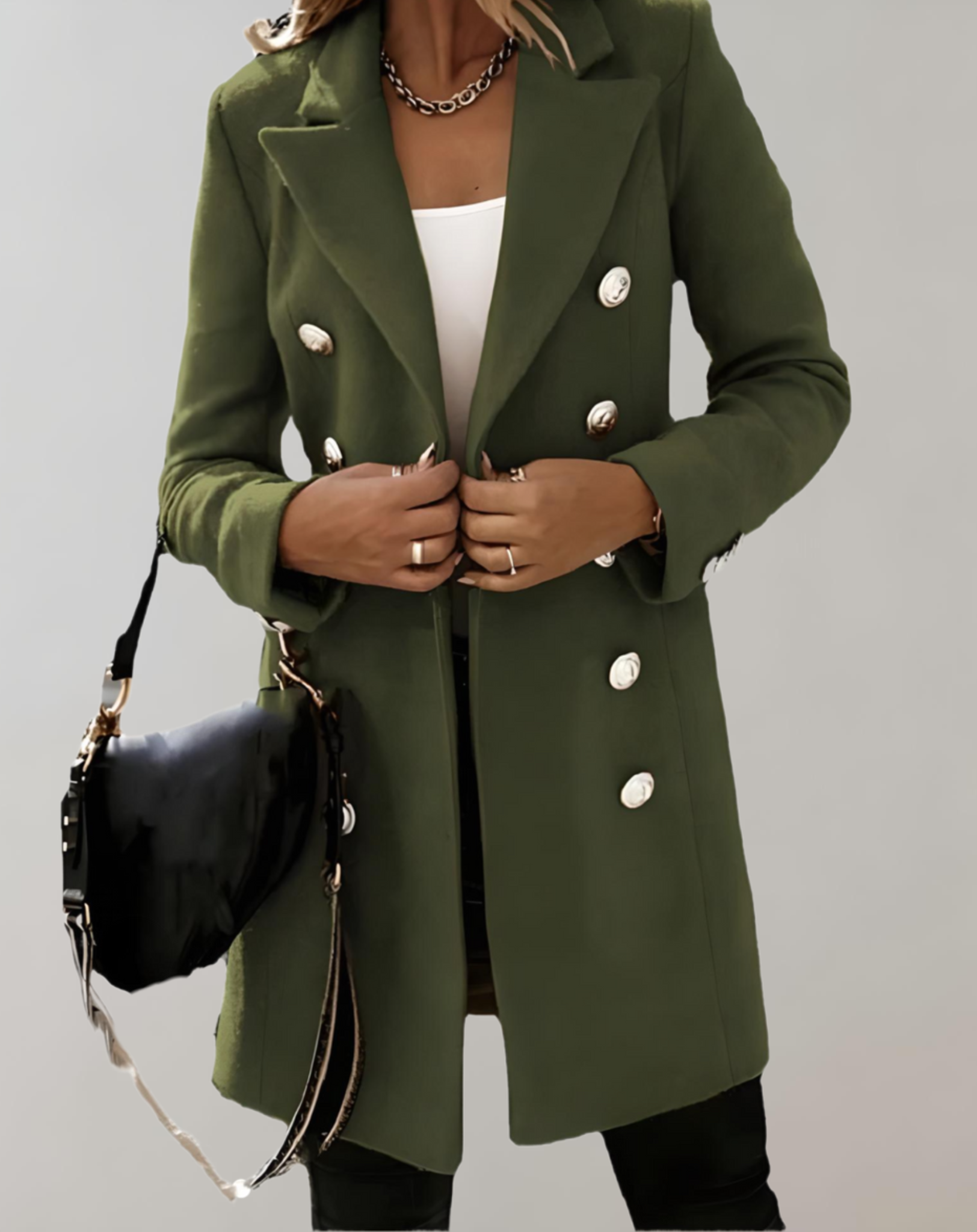 Katia - Blazer long et oversize avec grands boutons et col