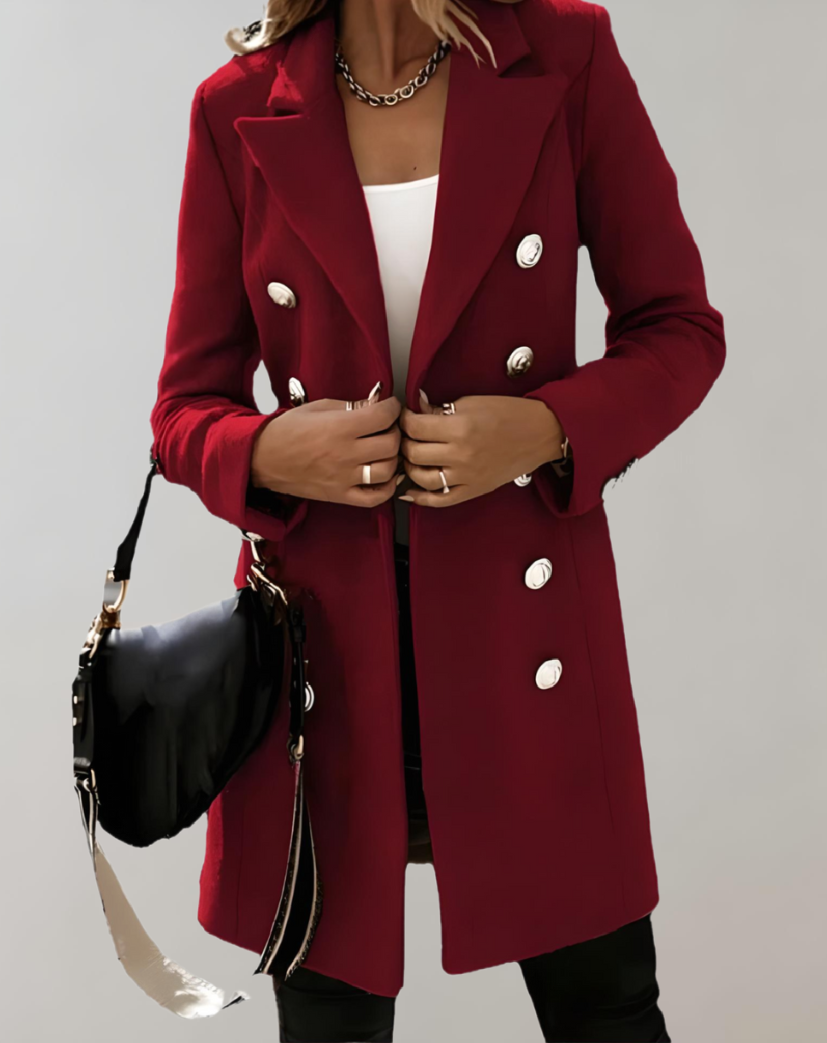 Katia - Blazer long et oversize avec grands boutons et col