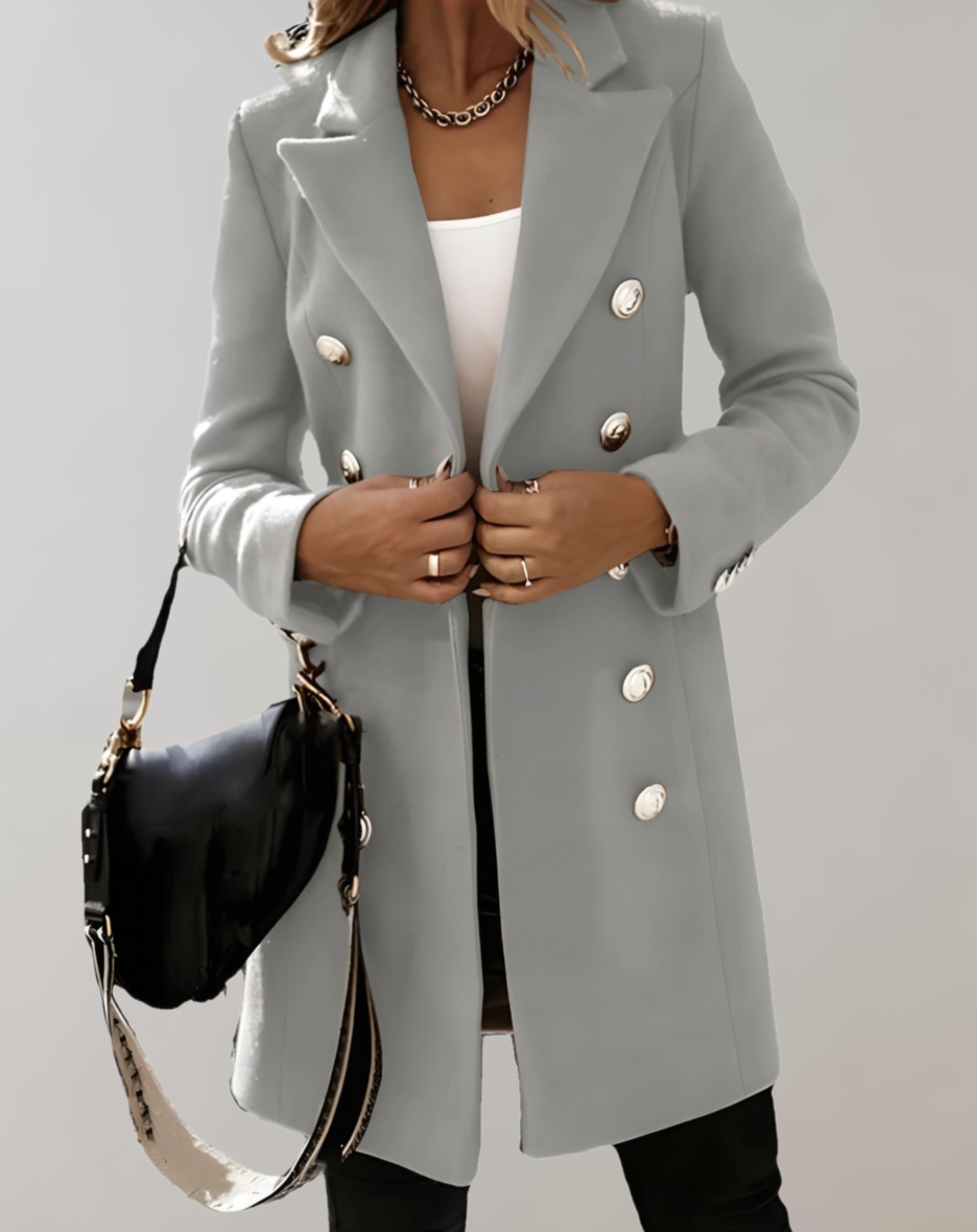 Katia - Blazer long et oversize avec grands boutons et col