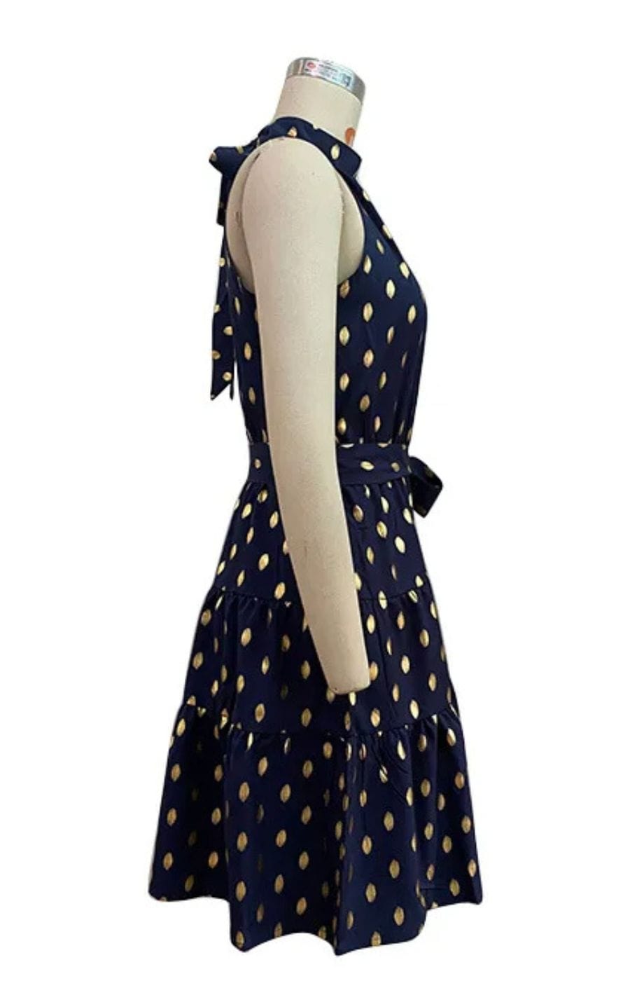 Mini backless dress with ruffles and halter neck - summer outfit for women