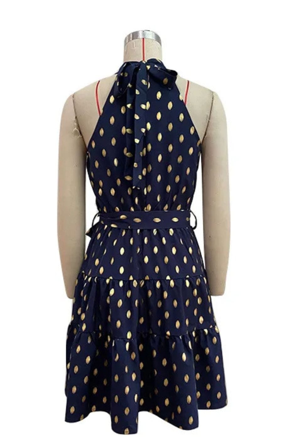 Mini backless dress with ruffles and halter neck - summer outfit for women