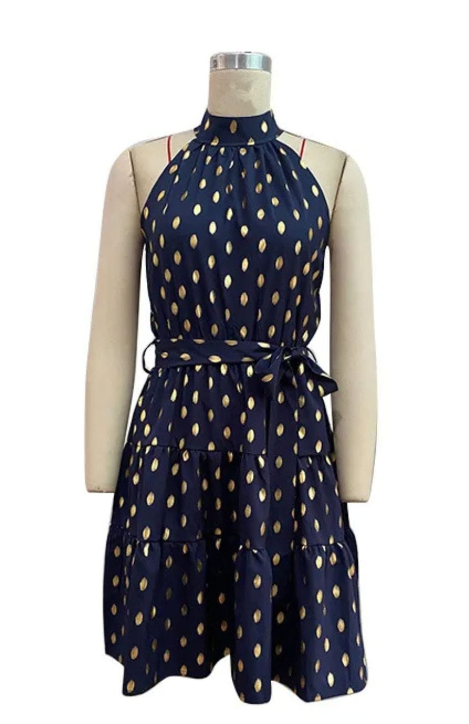 Mini backless dress with ruffles and halter neck - summer outfit for women